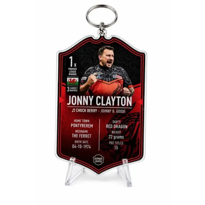 Jonny Clayton Darts Rajongói Kártya Kulcstartó 7x4,5 cm | The Ferret